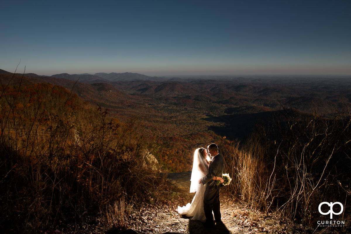 Bride and groom at Pretty Place after their late fall wedding.