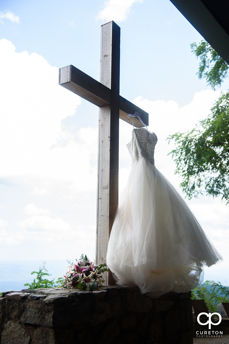 Bride's dress on the cross.