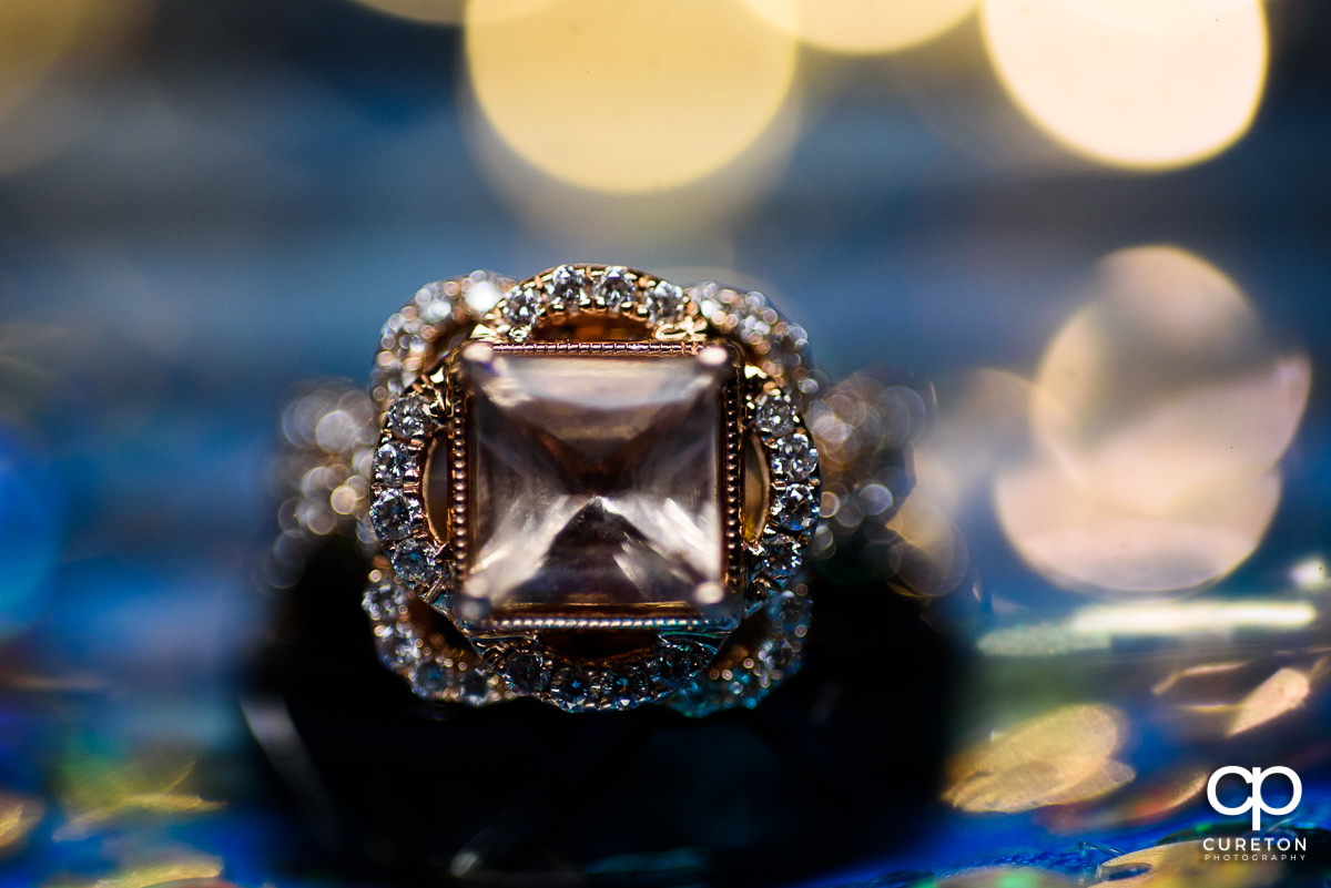 Closeup of the wedding ring.