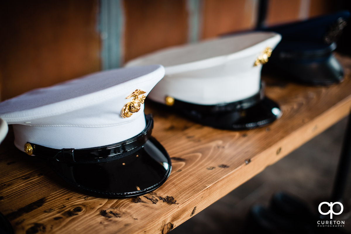 Marine dress hats.