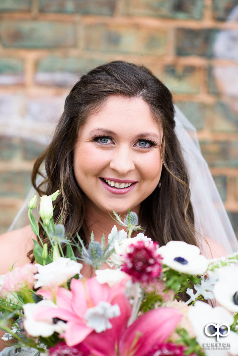 Bride and her flowers.