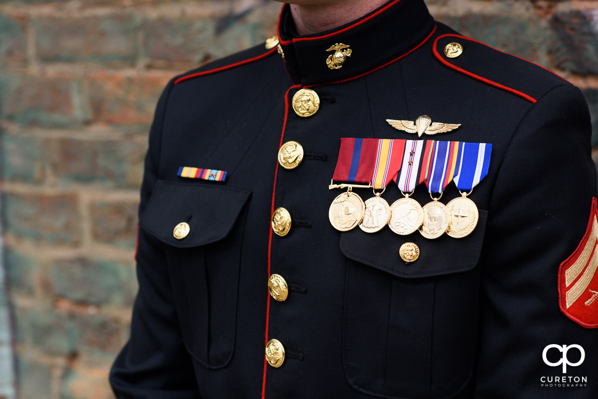 Groom's marine uniform.