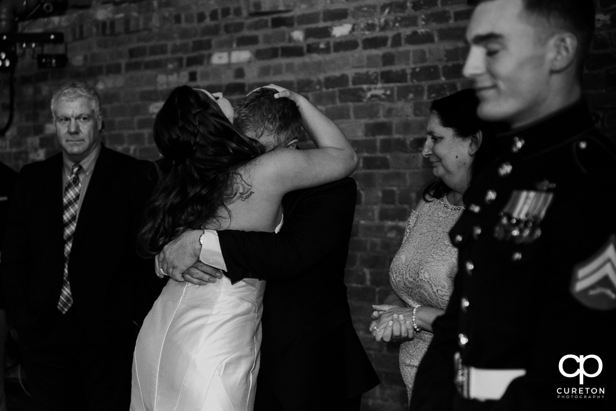 Bride's father getting emotional during a welcome speech.