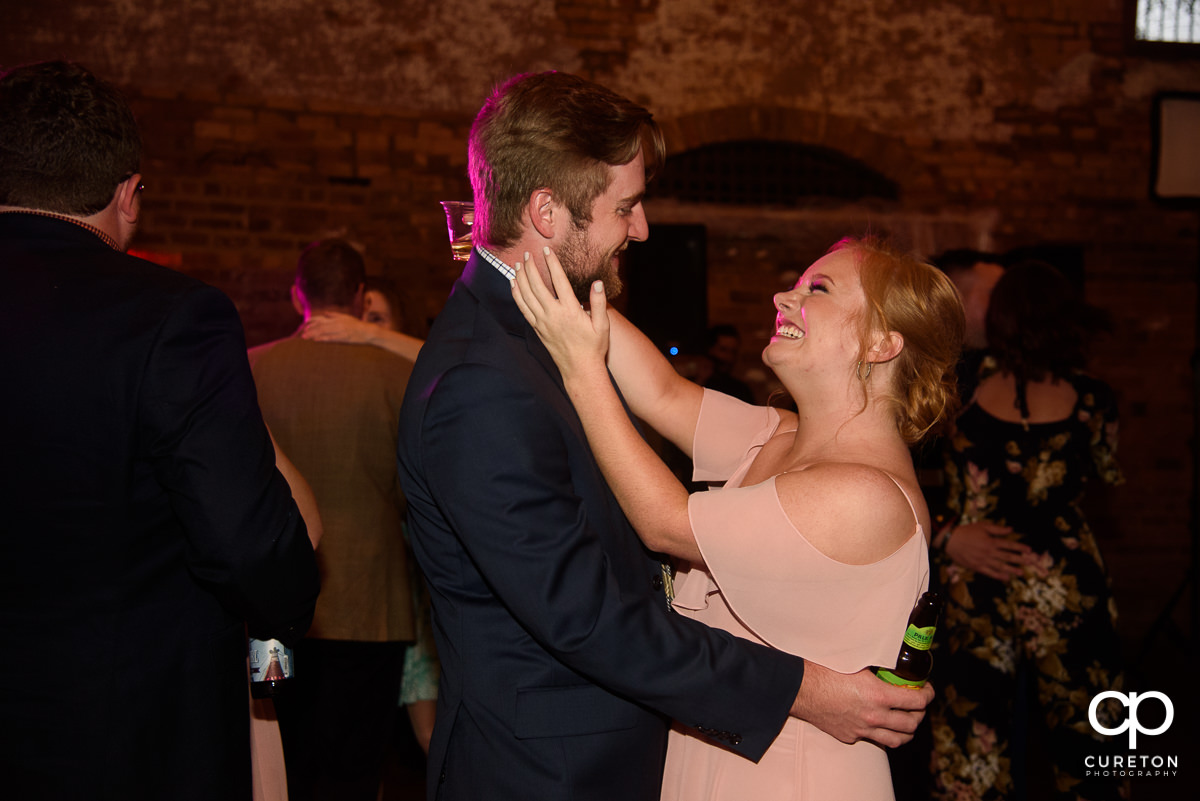 Wedding guests dancing as the Party Machine dj's the reception.