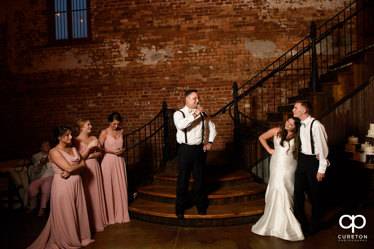 The groom's best man giving a speech.