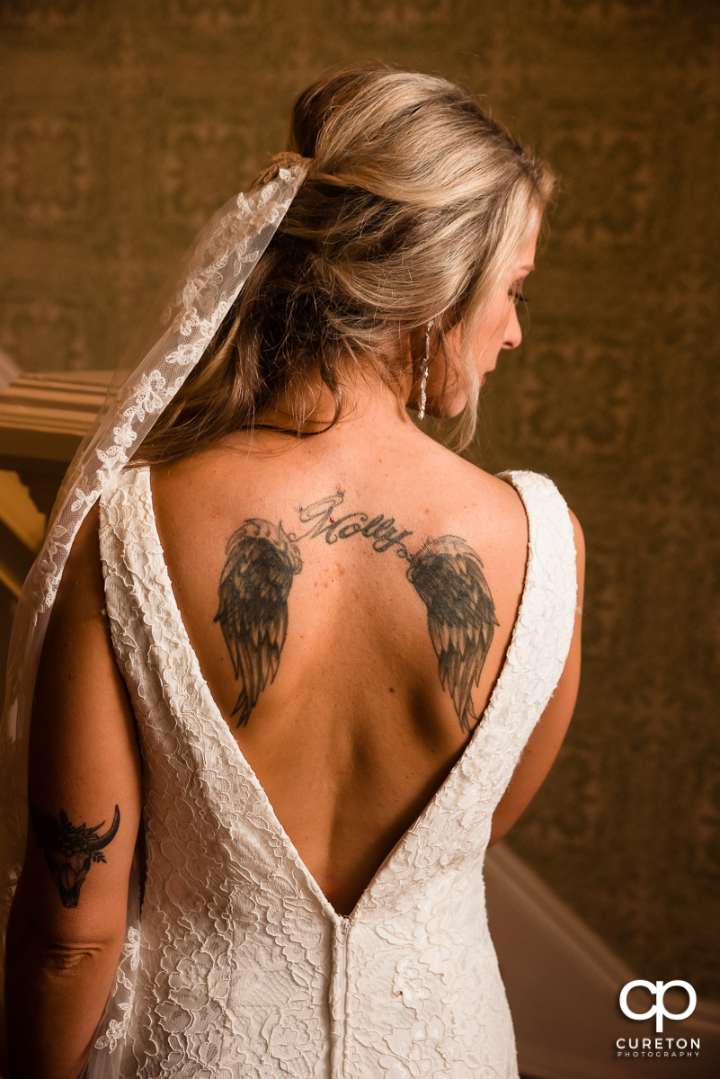 Back of the bride's dress.