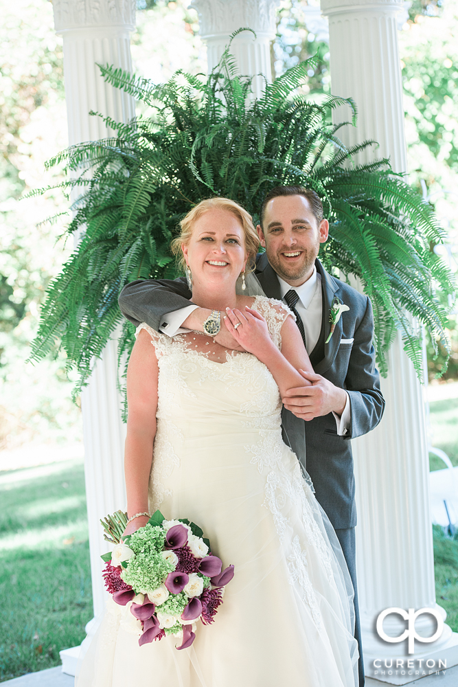 Bride and groom at the Ryan Nicholas Inn in Mauldin, SC.