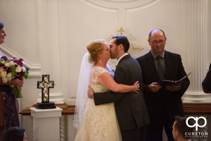 First kiss at the ceremony.