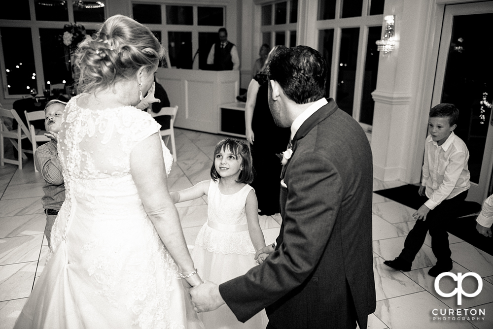 Guests dancing in the pavilion at the reception.