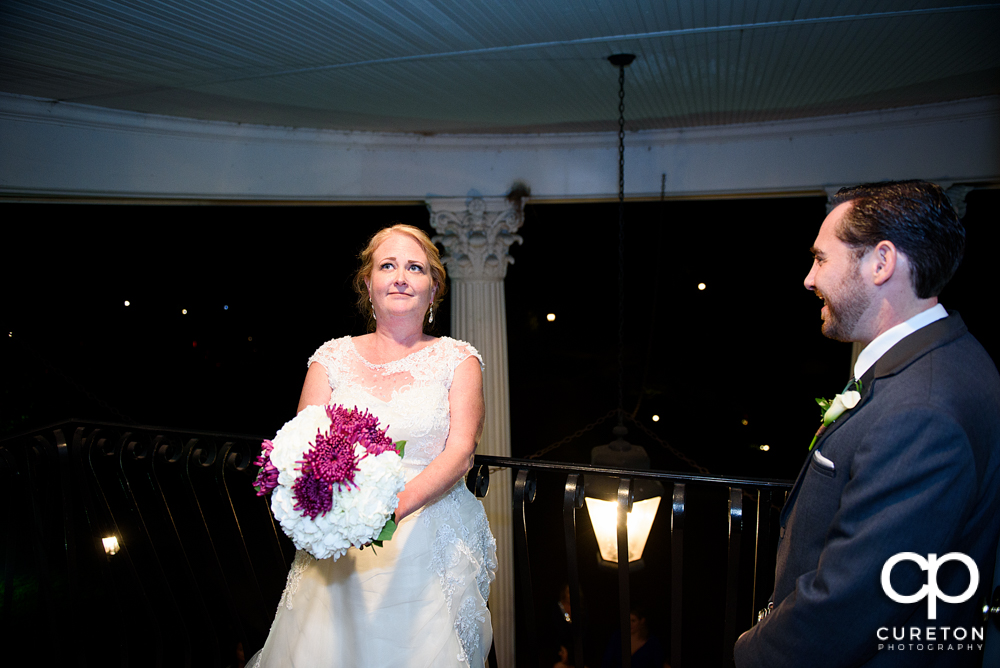 Bride tossing the bouquet.