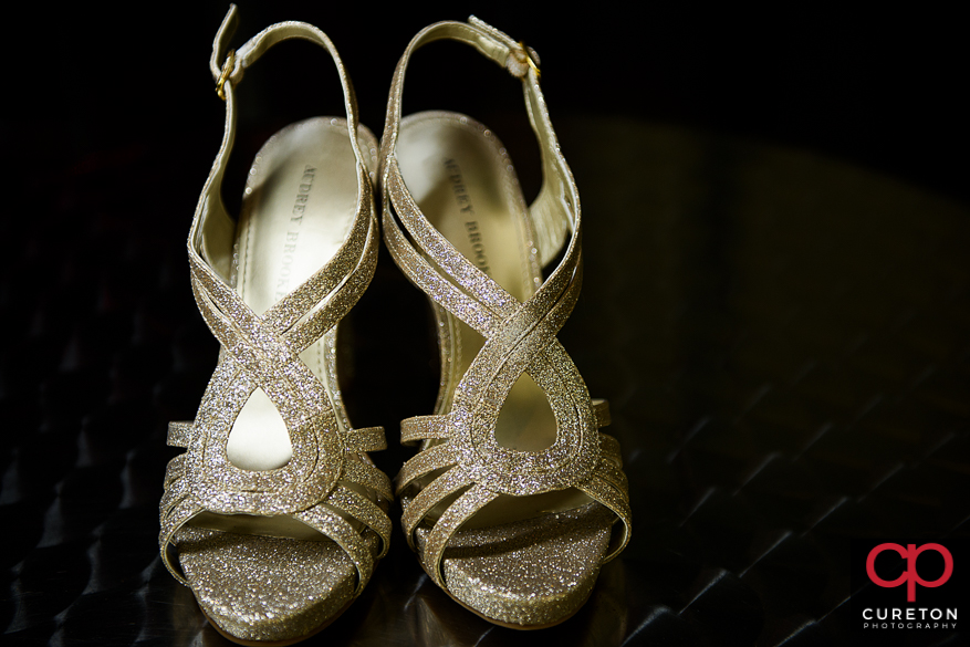 Brides shoes before her wedding.