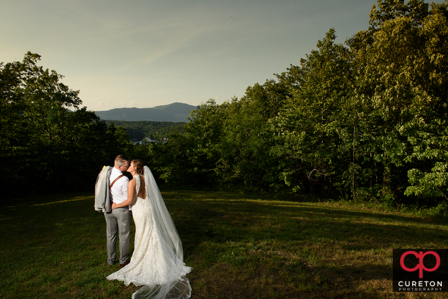 Bride and groom kissing after their Song Hill Reserve wedding.