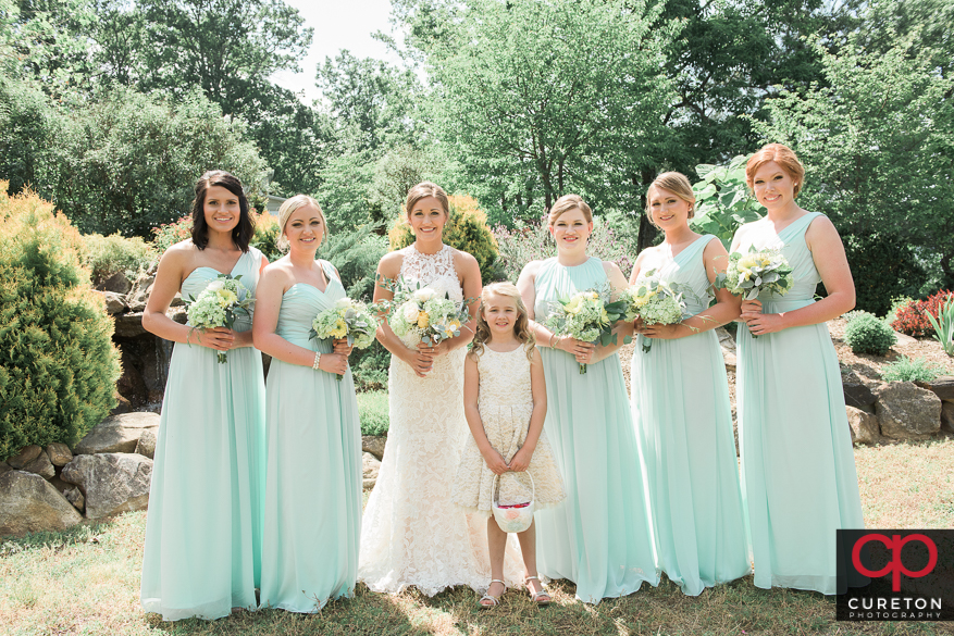 Bride and bridesmaids before the wedding.