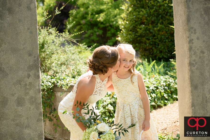 Bride having fun posing with her brdesmaids.