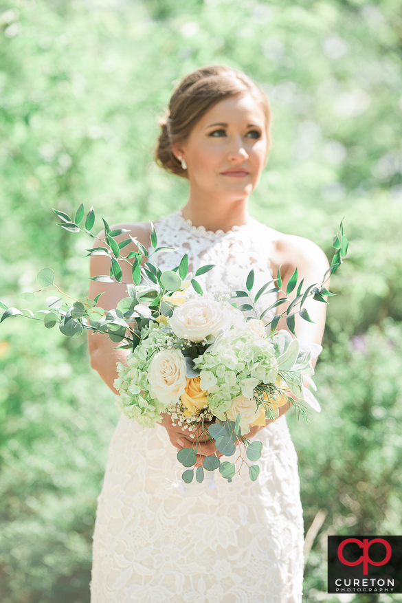 Bride and her amazing flowers.