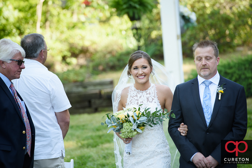 The bride makes her entrance at Song Hill Reserve.