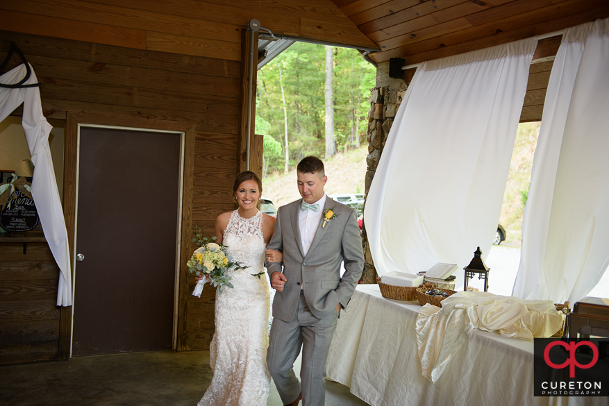 Bride and groom having their first dance.