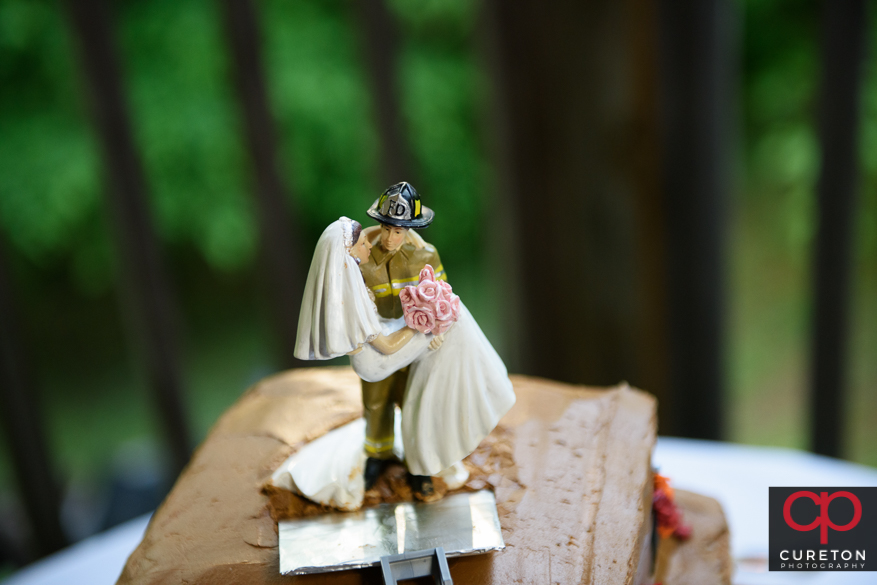 Fireman wedding cake topper.