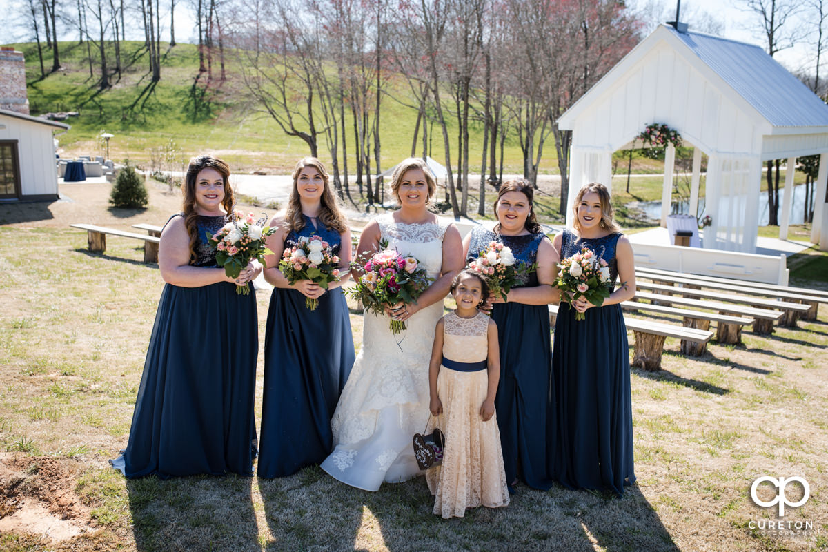 Bride and bridesmaids at South Wind Ranch.