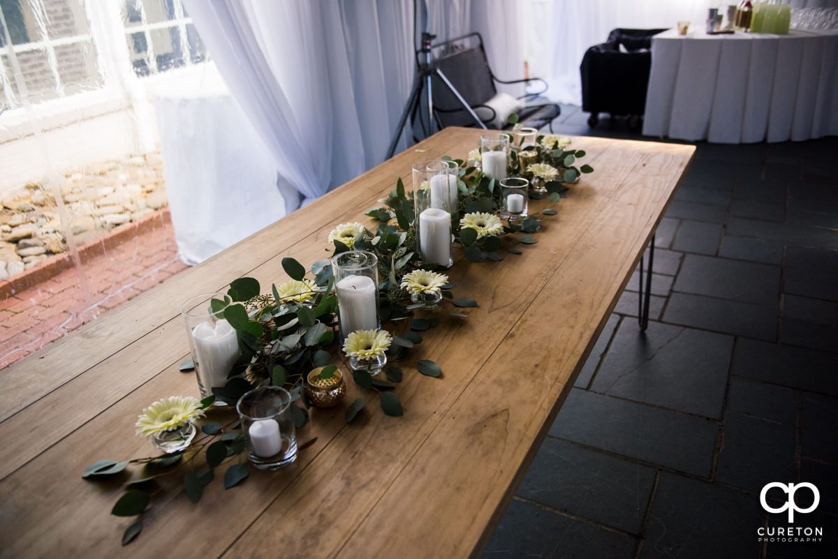 Wedding table arrangements.