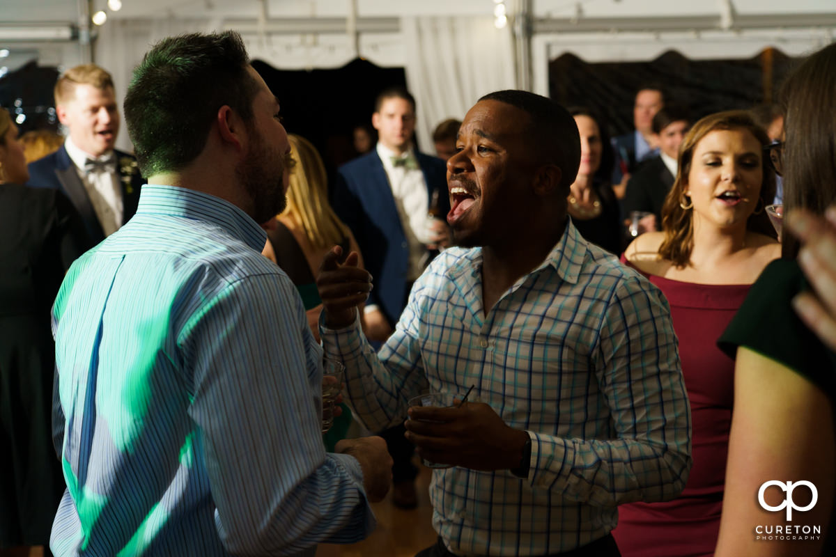 Wedding guests dancing at the Spartanburg Country Club Reception.