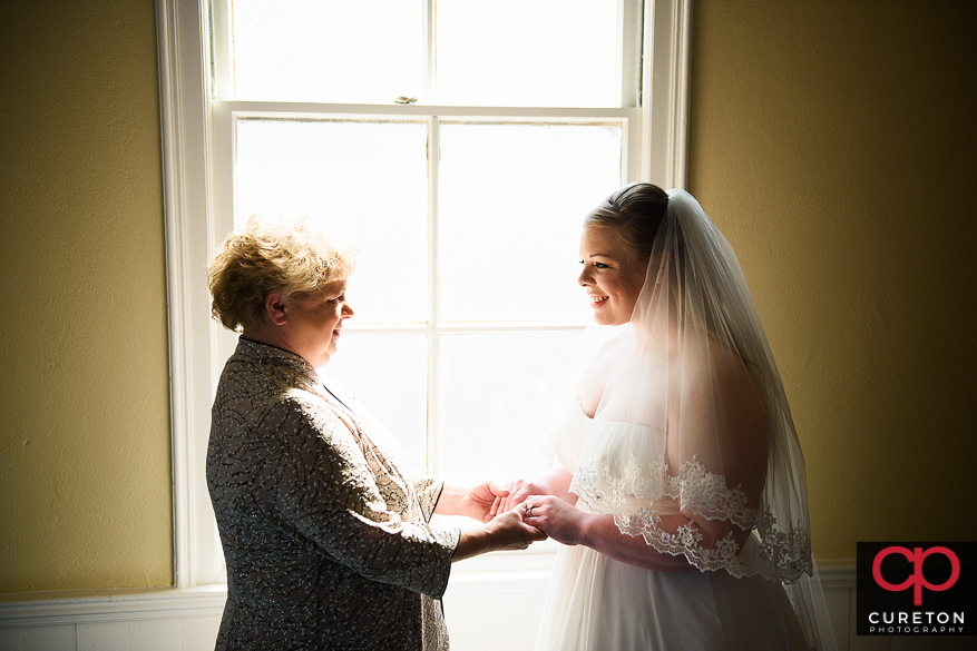 Bride and her mother before a Sumter,SC wedding.