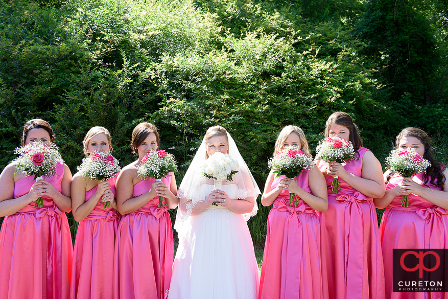 Bride and bridesmaids before the Sumter,SC wedding.