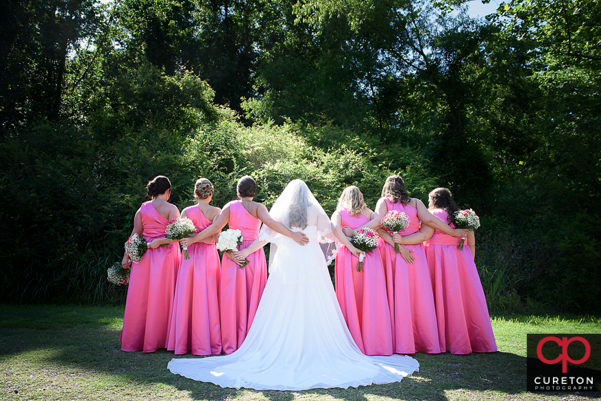 Bride and bridesmaids before the Sumter,SC wedding.