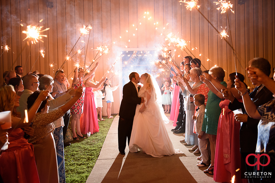 Grand sparkler exit from their Sumter,SC wedding.