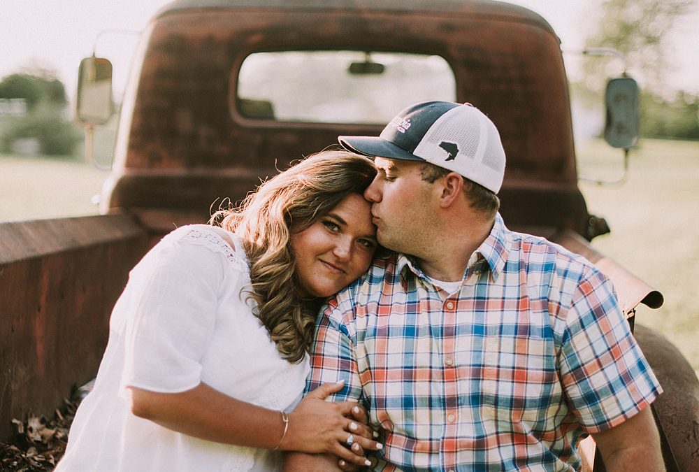 Travelers Rest Engagement Session in a field – Kayla + Chris