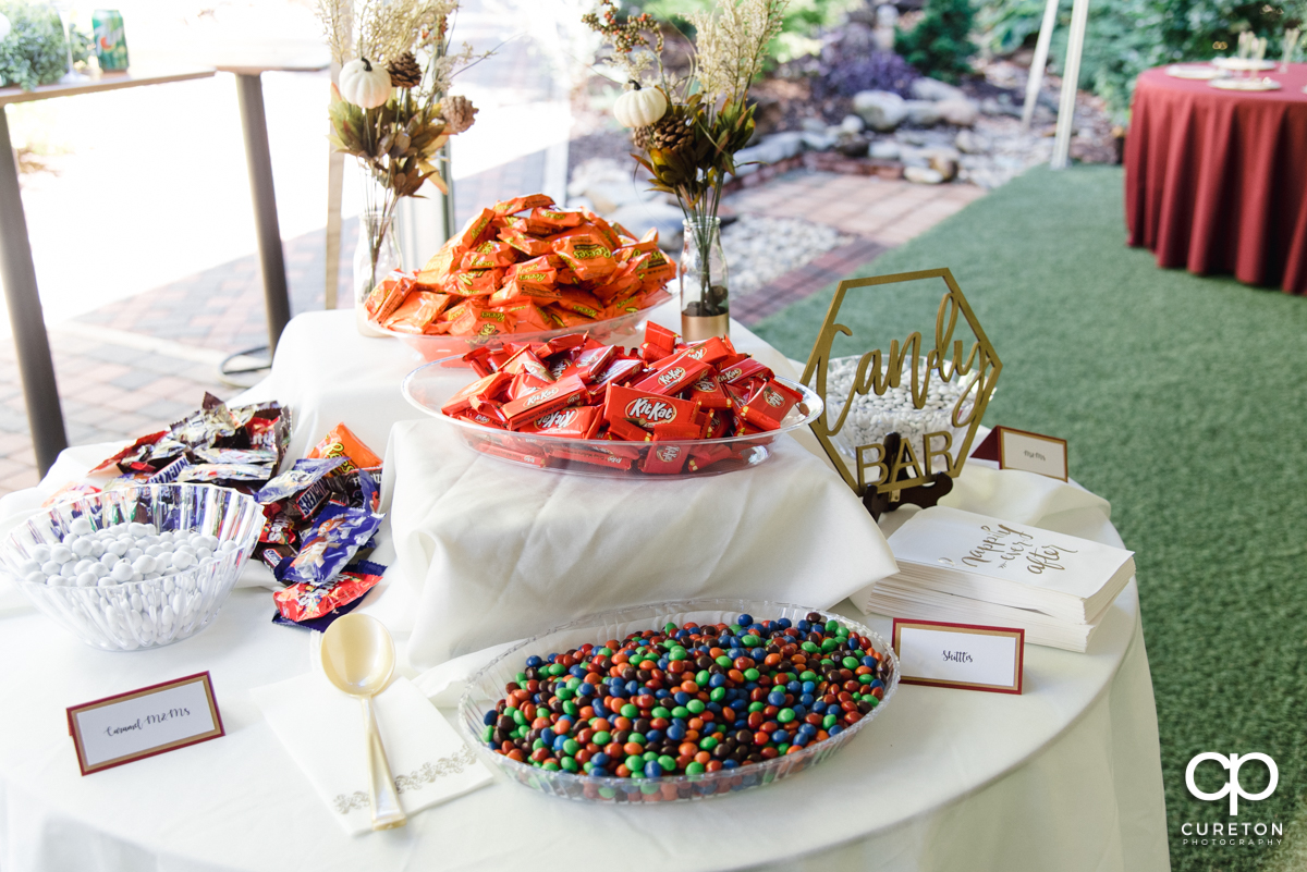 Candy bar at the wedding reception.