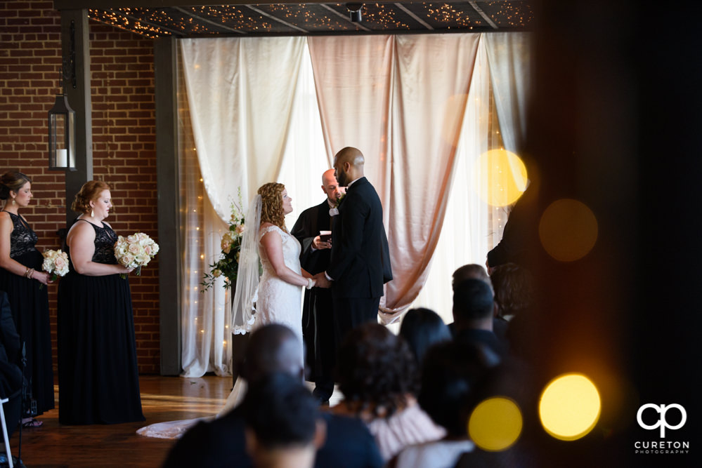 Wedding ceremony at The Loom at Cotton Mill Place in Simpsonville,SC.