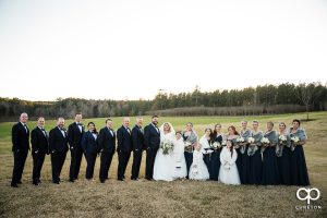 Wedding party in a field.