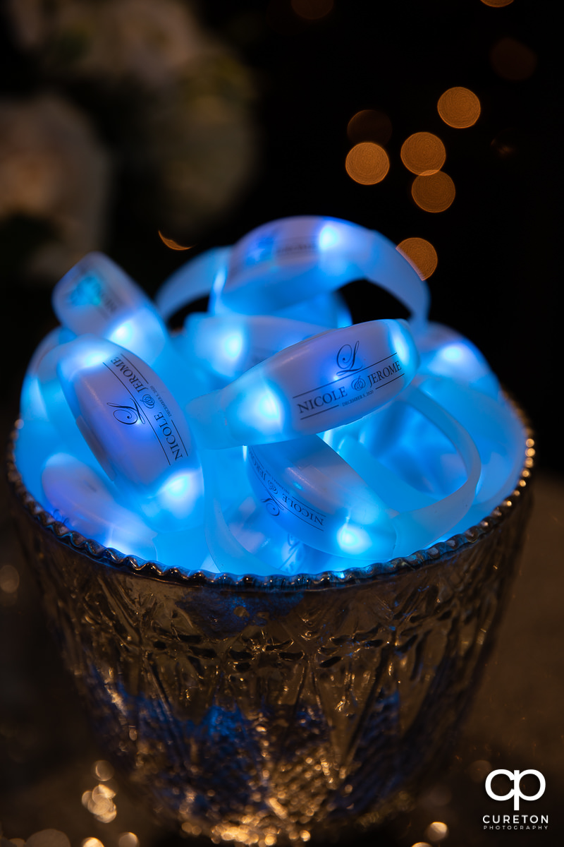 LED bracelets for a wedding reception.