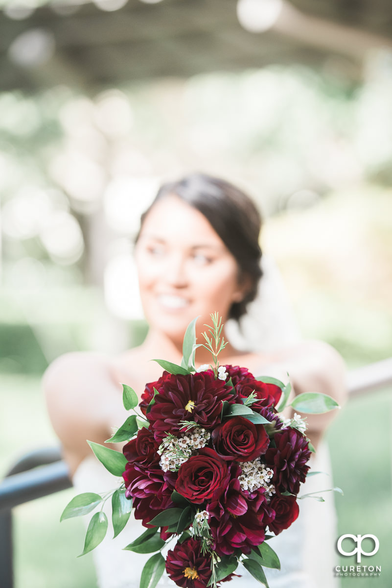 Bride's bouquet of red roses.
