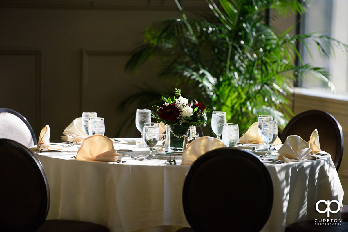 Commerce Club table setup for the reception.