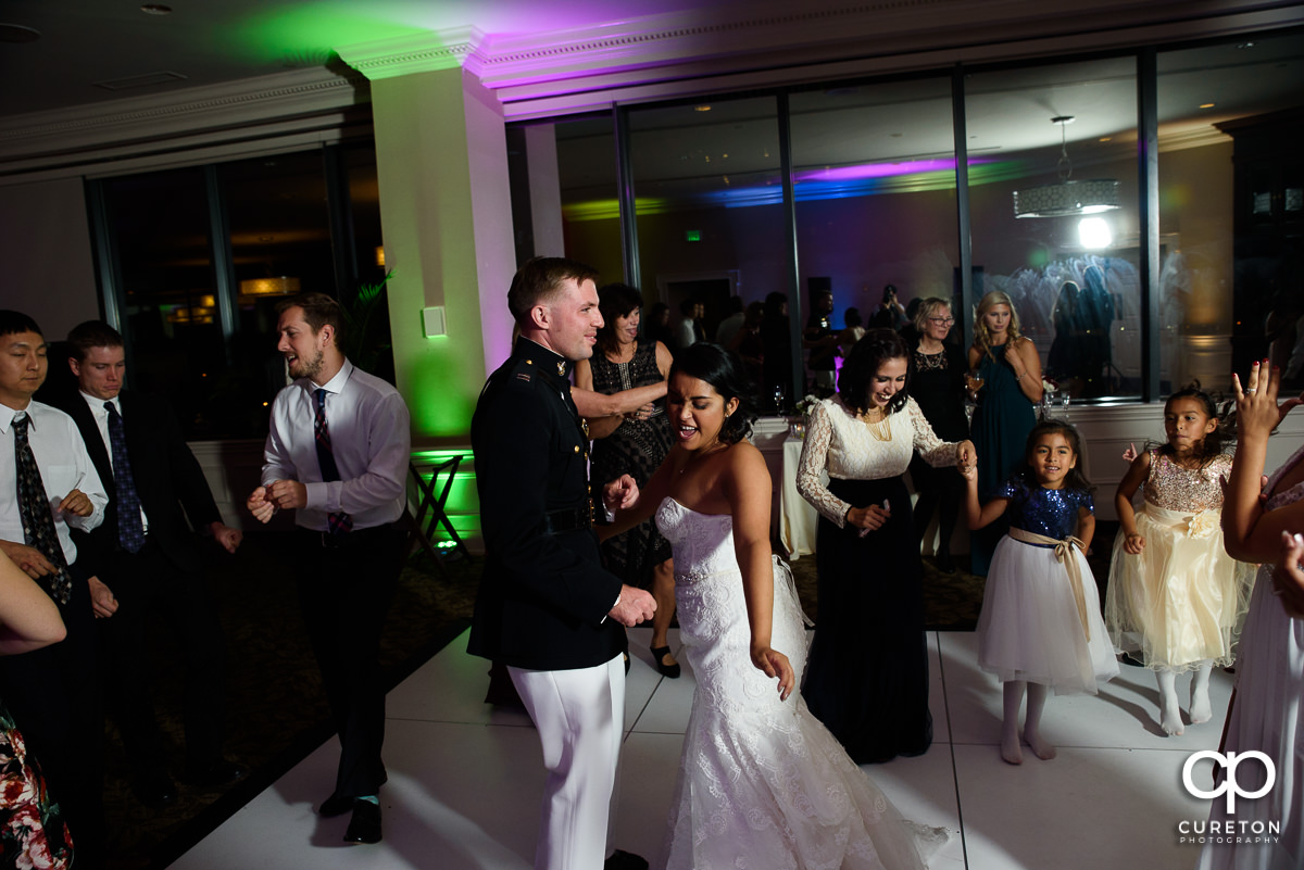 Bride and groom dancing at The Commerce Club.