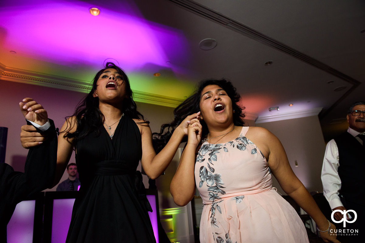 Wedding guests partying.