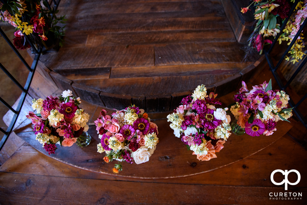 Bridesmaids bouquets.