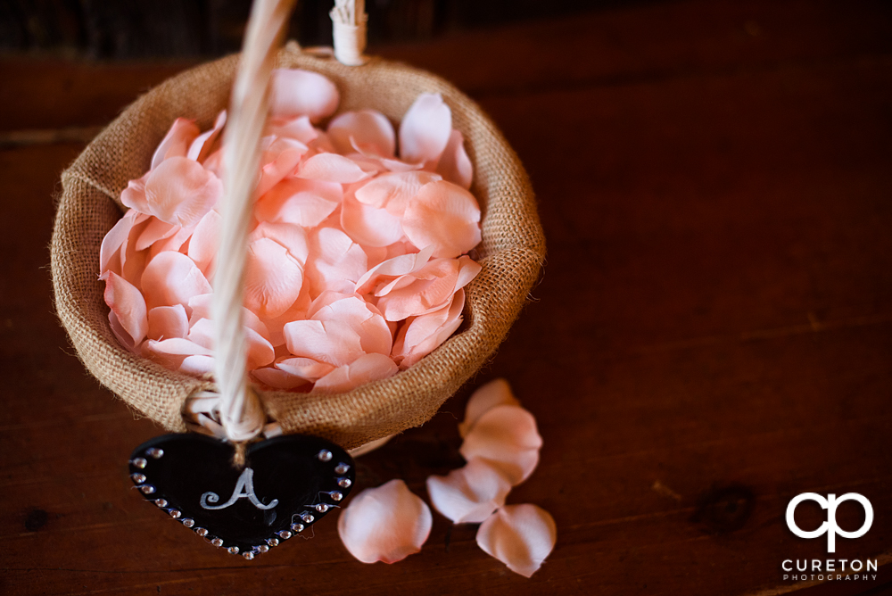 The flower girl's basket.