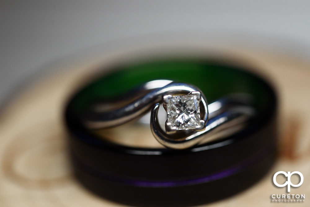 Closeup of wedding rings.