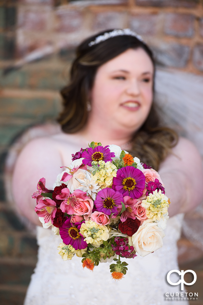 Bride and her bouquet .