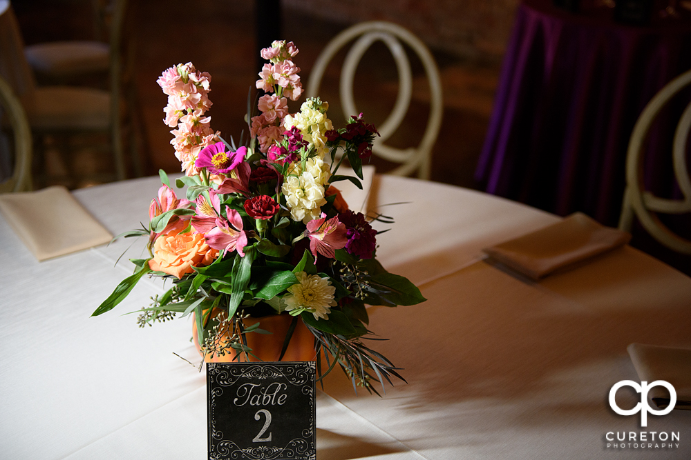 Wedding centerpieces by Renee Burroughs.