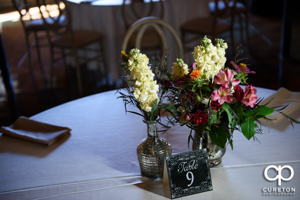 Floral centerpieces.