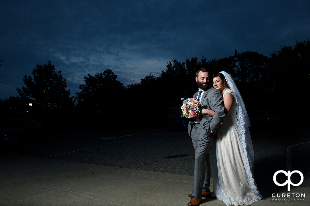 Bride and Groom on Main Street in downtown Greenville,SC.