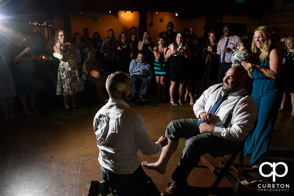 Tricking the guy who caught the garter.