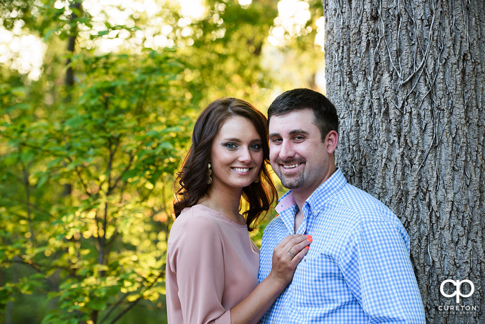 Future bride and groom at Falls Park in Greenville,SC.