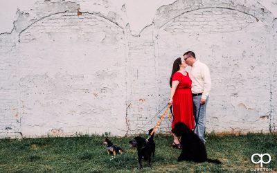 West End Greenville,SC Engagement Session (with Dogs!) – Tori + Mike