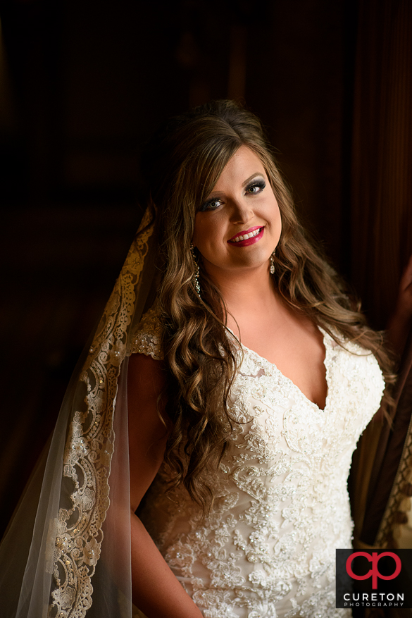 Bride in window light.