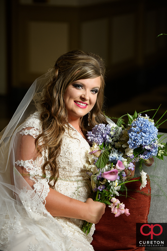 Bride with flowers.